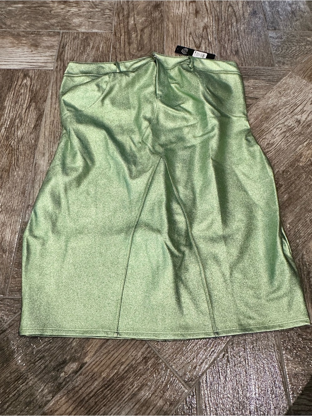 Fashion Nova Pixie Metallic Light Green Mini Dress